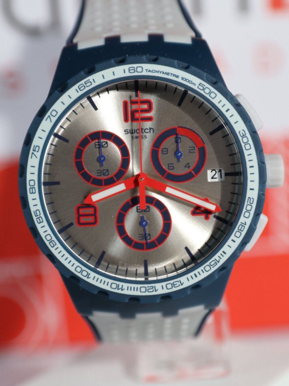 NEW Swatch HUMPY BUMPY Silicone Chronograph Men's 41mm Watch SUSN411 Bricks - Picture 2 of 10